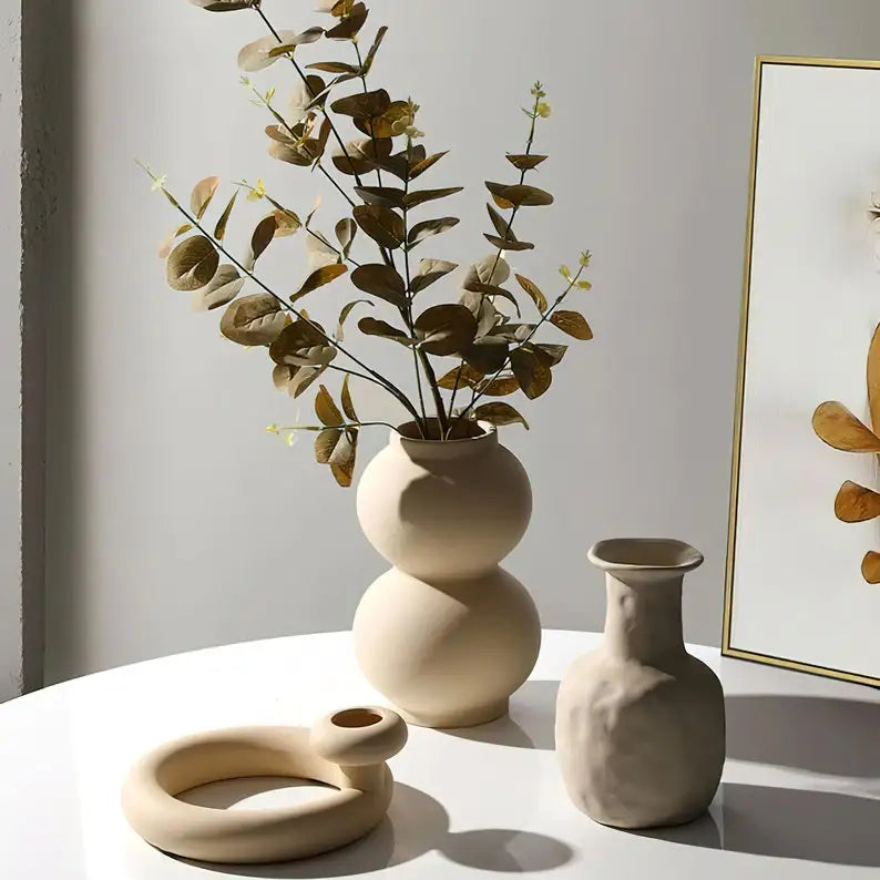 Modern Simple Ceramic Art Vase Dried Flowers Flower Arrangement Ornaments Living Room TV Cabinet Bedroom Desktop Home Decoration