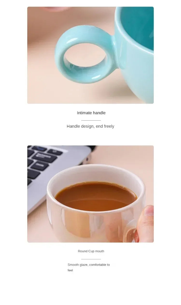 Ceramic Cloud-Shaped Coffee Cup Creative Sunflower Saucer Unique Office Afternoon Tea Mug Exquisite Milk Cups Kitchen Drinkware