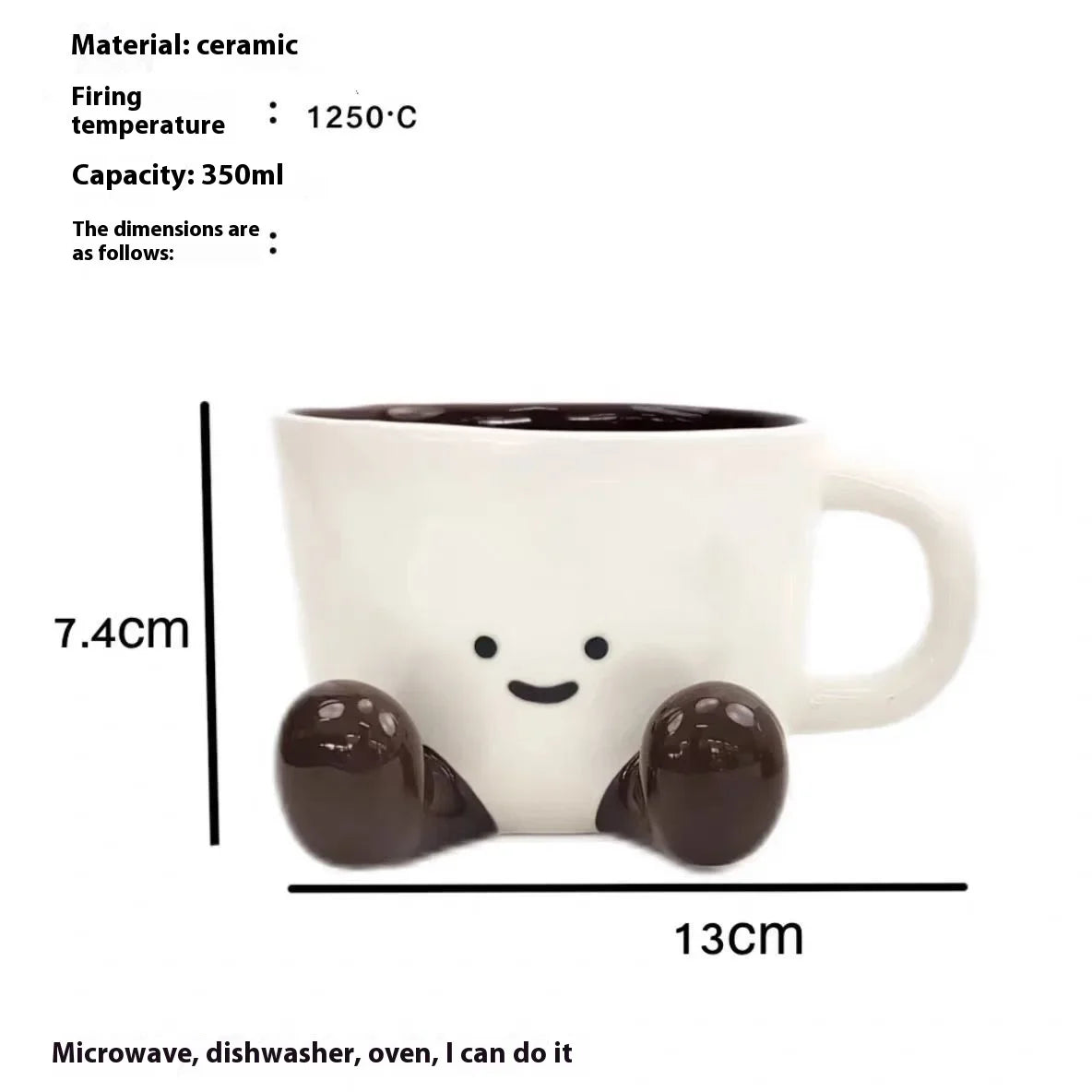 Cute Cartoon Coffee Ceramic Cup Home Desktop Decoration Smiling Face Coffee Cup For Holiday Gift
