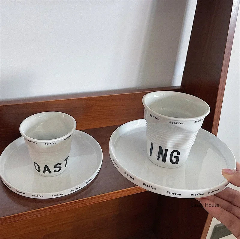 Ins Style Irregular Ceramic Mug Hand-pinch Coffee Cup Mugs Funny Glass Drinking Glasses Kawaii Cup Dessert Plate Mugs Coffee Cup