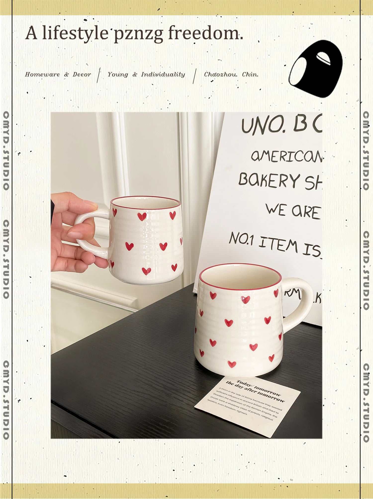 Love Ceramic Mug, Cute Little Love Ceramic Mug Coffee Cup Drinking Cup, Suitable for Home Drinking, Afternoon Tea Drinking, Office Drinking, Coffee Shop Latte Art, Souvenir, Valentine's Day Holiday Gift, Birthday Gift