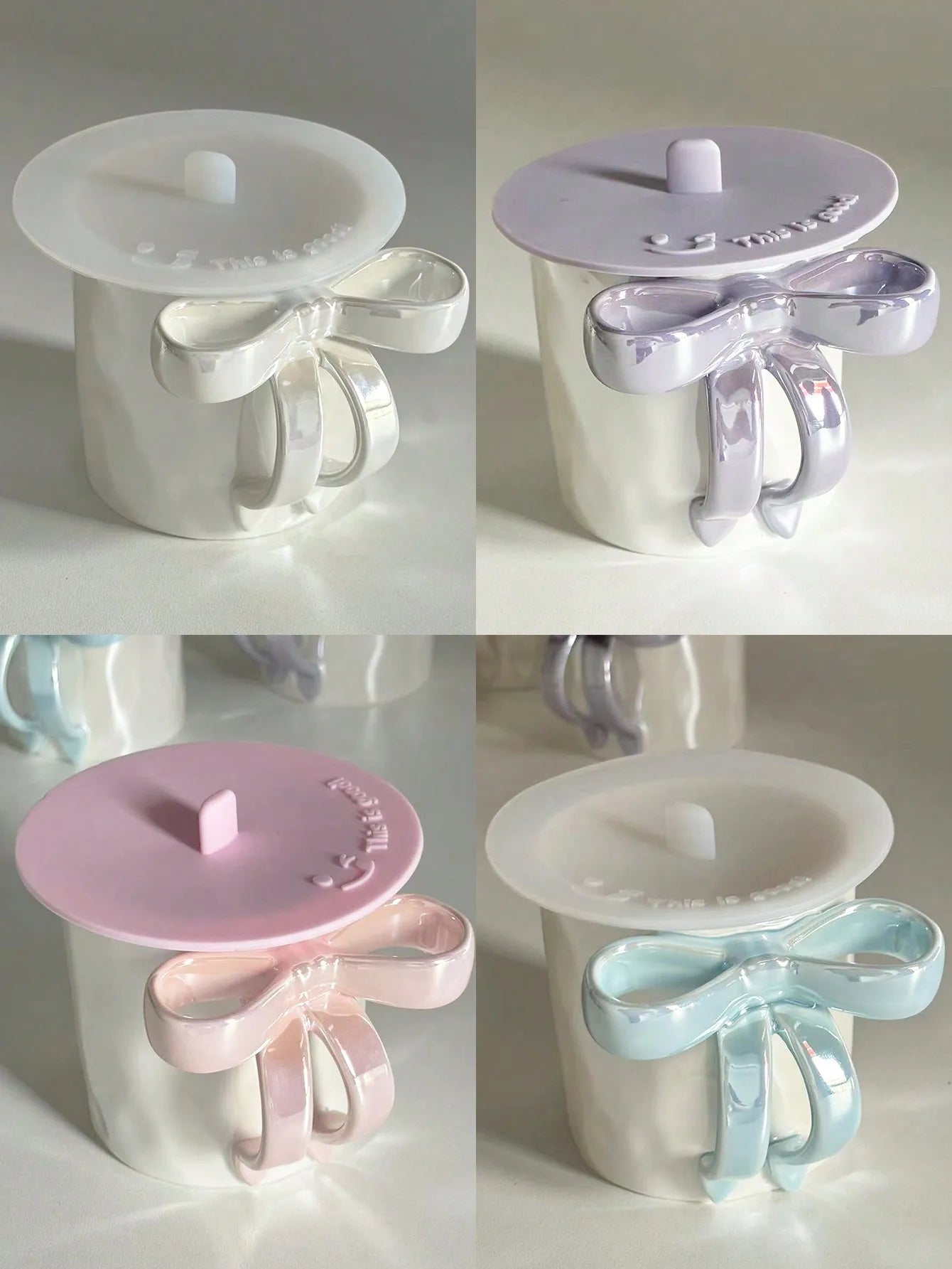 Ins style dreamy bow ceramic mug with high aesthetic value, drinking cup, coffee cup