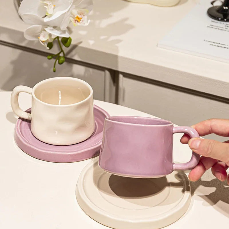Ceramic Mugs Cute Coffee Cups and Saucers Creative Exquisite Afternoon teacup Breakfast Milk Mug Girl Gift Coffee Cup Water cups