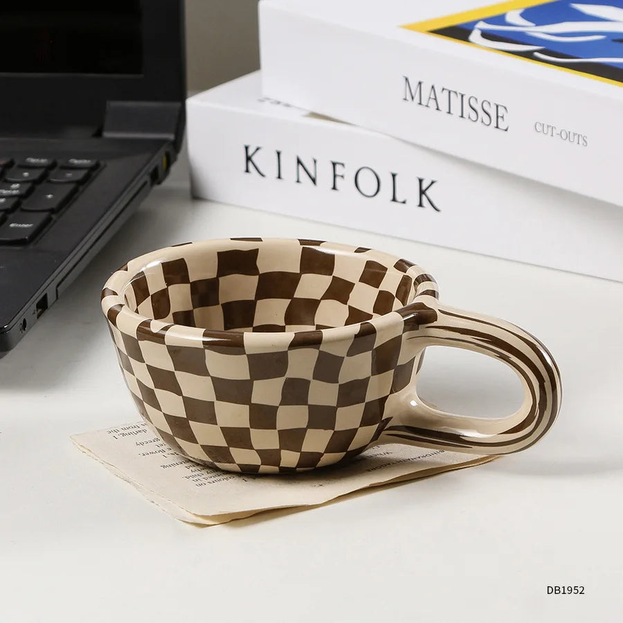 1pc Ceramic Mugs Coffee Cups Irregular Flower Milk Tea Cup ins korean style Oatmeal Breakfast Mug Drinkware Kitchen