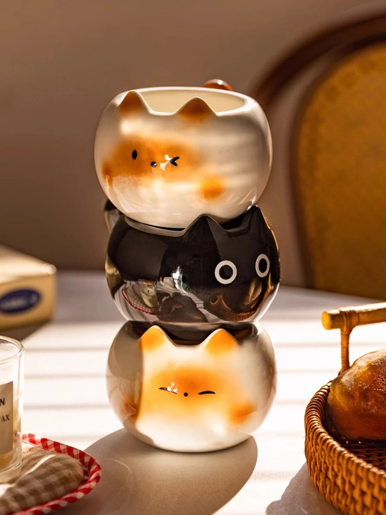 1Pc Siamese Cat Coffee Cup Creative Cute Kitten Mug High-Looking Exquisite Cup Suitable for Coffee Shop Latte Latte Cup Office Living Room Home Bedroom Drinking Cup Afternoon Tea Flower Tea Black Tea Cup Gift