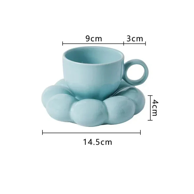 Ceramic Cloud-Shaped Coffee Cup Creative Sunflower Saucer Unique Office Afternoon Tea Mug Exquisite Milk Cups Kitchen Drinkware