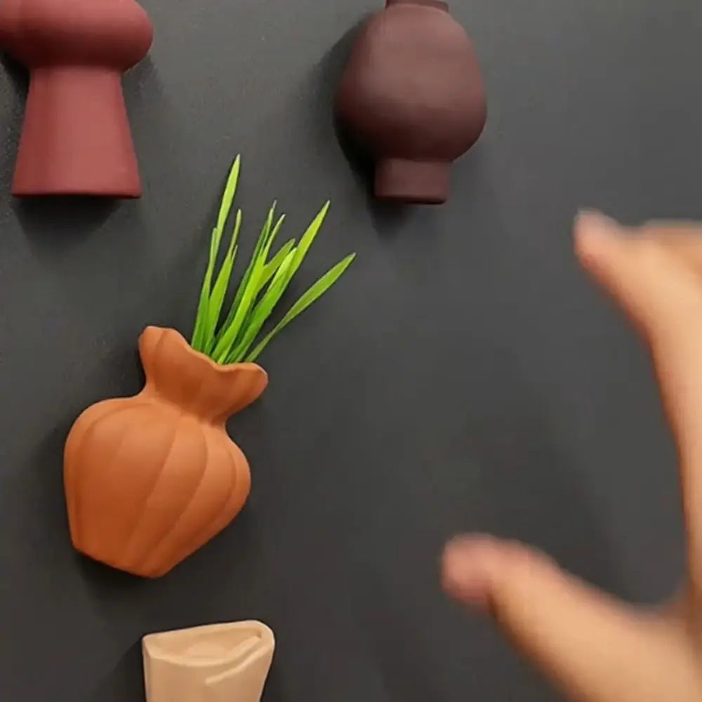 Ceramic Vases Refrigerator Stickers Decorative Exquisite Magnetic Sticker Mini Stylish Simulation Flower Vase Living Room