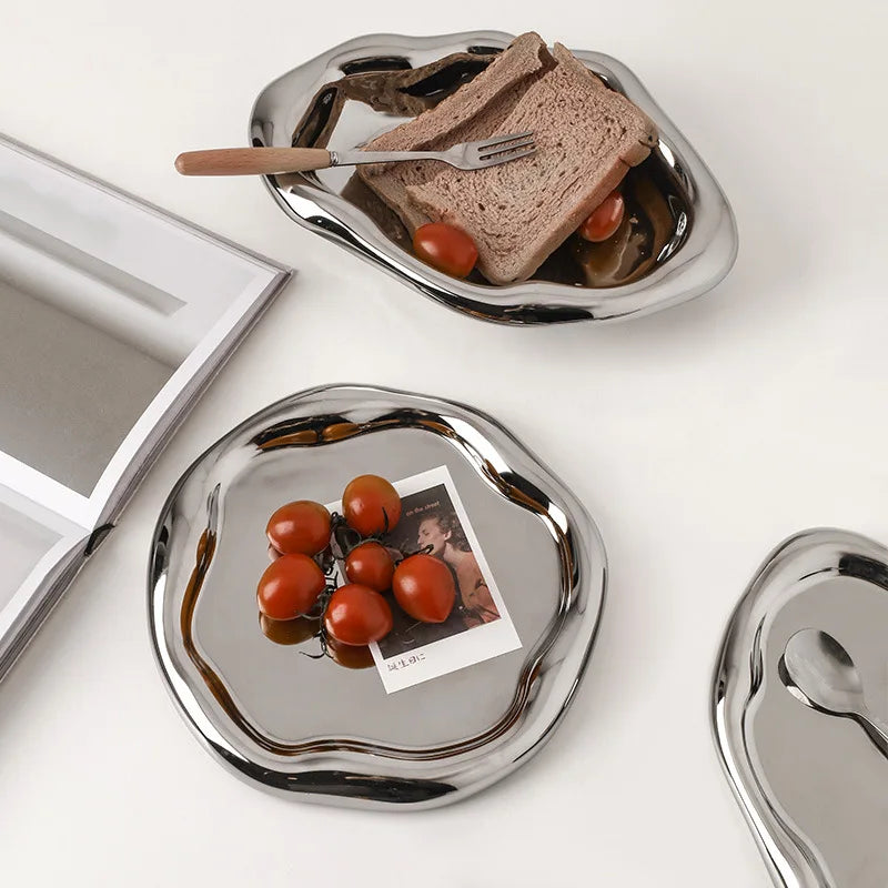 Creative Home Light Luxury Decoration Tray Ceramic Storage Tray Fruit Snack Tray Coffee Table Jewelry Tray Ins Decoration