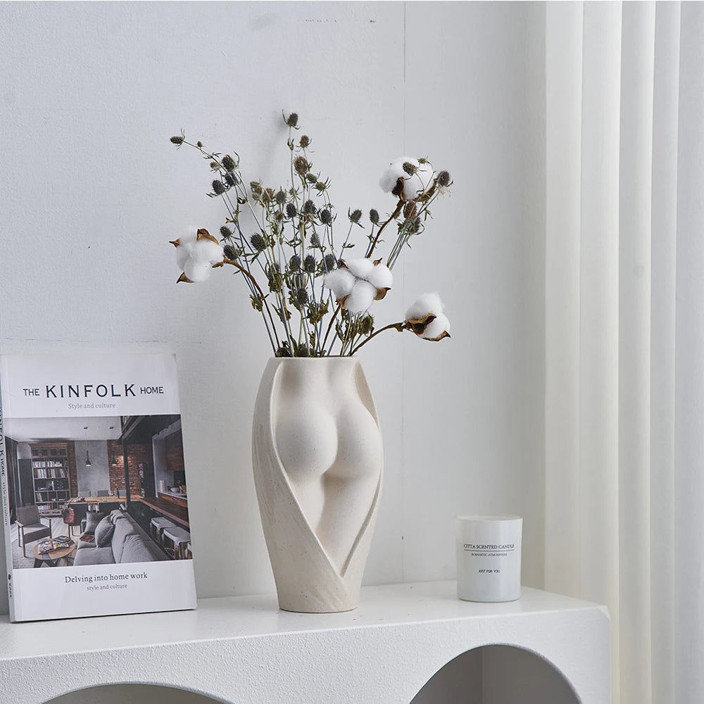 Decorative vases for flowers modern flower vase decoration home room decor nordic ceramic vase dried flower pots art plant pot