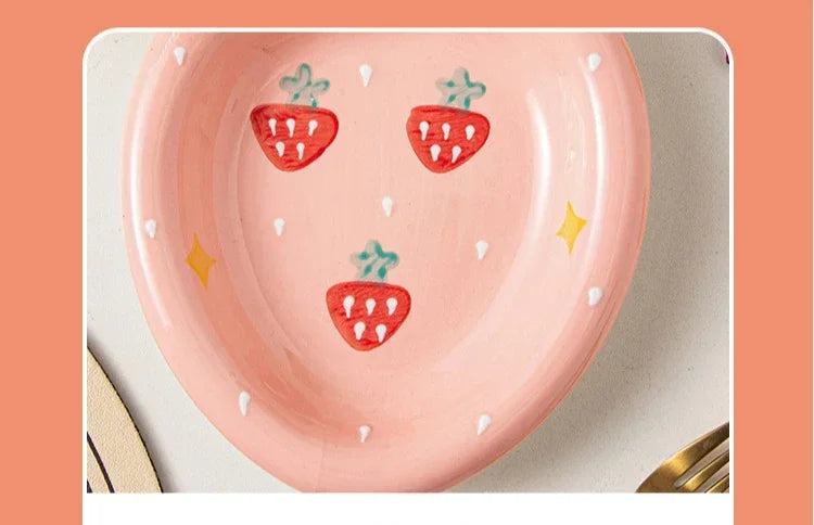 Fruit Plates Ceramic Household Cute Dessert Plates Salad Plates Home Desktop Fun Decoration Plates Mini Trays Kitchen Oil Plates