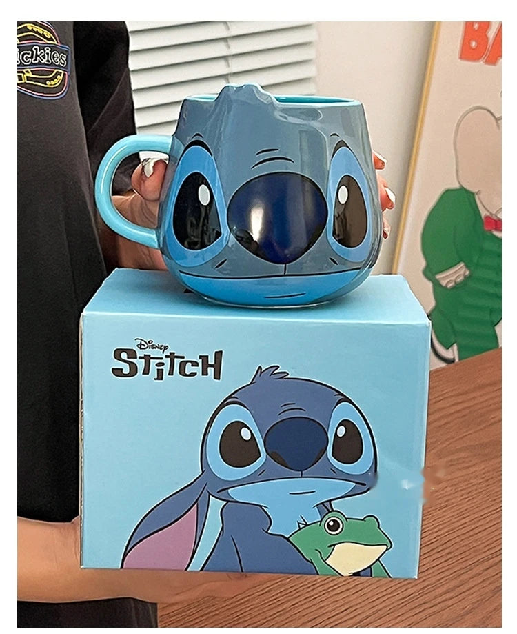 Disney Stitch New Cute Girl High Beauty Fashion Cartoon Creative Pattern Couple Milk Coffee Ceramic Mug Home Dormitory Gift Cup