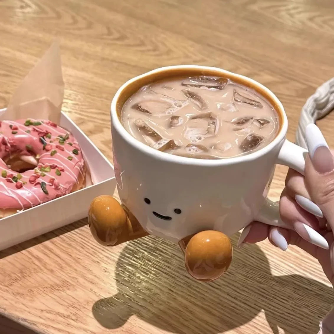 Cute Cartoon Coffee Ceramic Cup Home Desktop Decoration Smiling Face Coffee Cup For Holiday Gift