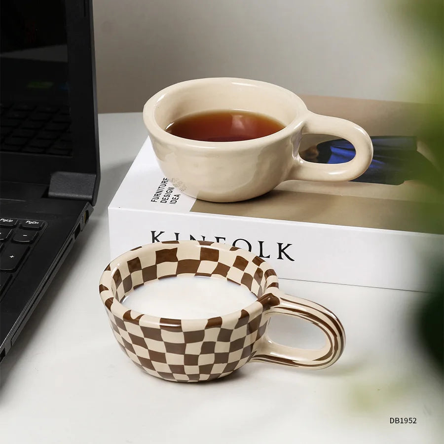 1pc Ceramic Mugs Coffee Cups Irregular Flower Milk Tea Cup ins korean style Oatmeal Breakfast Mug Drinkware Kitchen
