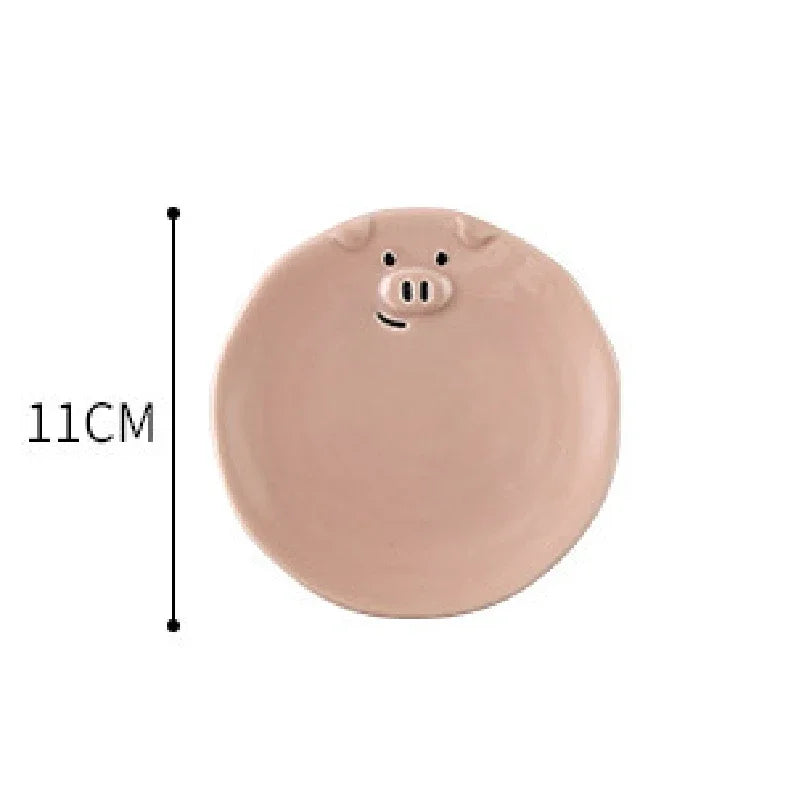 European Creative Cute Pink Pig Tableware Dishes Home Ceramic Plate Breakfast Nordic Wind Irregular Matte Plate Kitchen Utensils