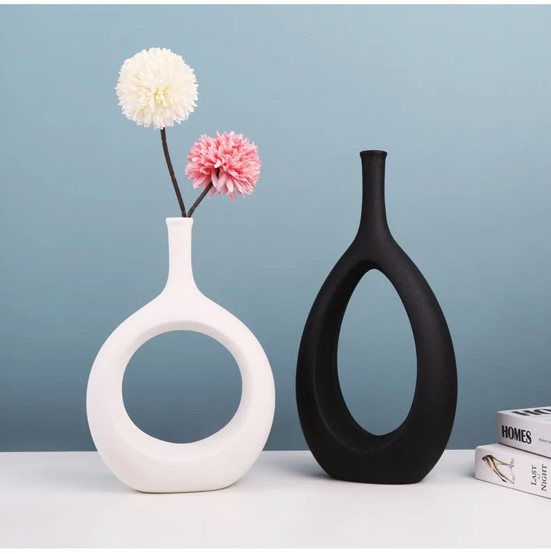 Ceramic Hollow Vase Nordic Flower Pot Modern Art Planter Pots Office Living Room Desktop Interior Home Decoration Accessories