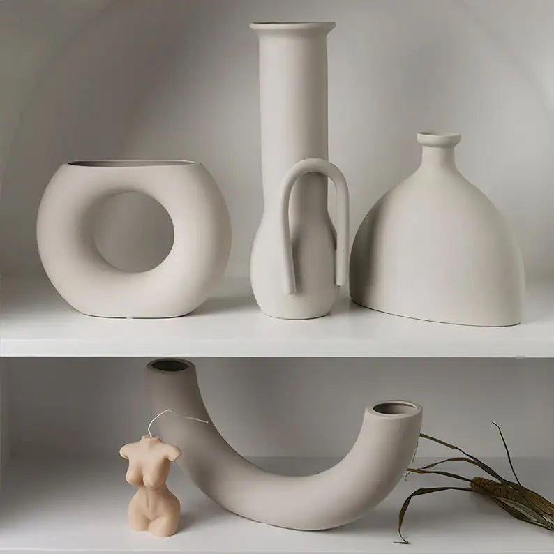 Modern Simple Ceramic Art Vase Dried Flowers Flower Arrangement Ornaments Living Room TV Cabinet Bedroom Desktop Home Decoration