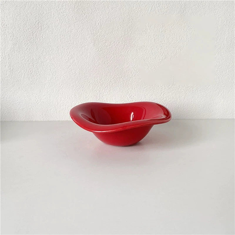 Ins Ceramic Saucer Korean Style Dessert Yogurt Oats Bowl Cream Color Fruit Salad Container Food Display Plate Kitchen Utensils