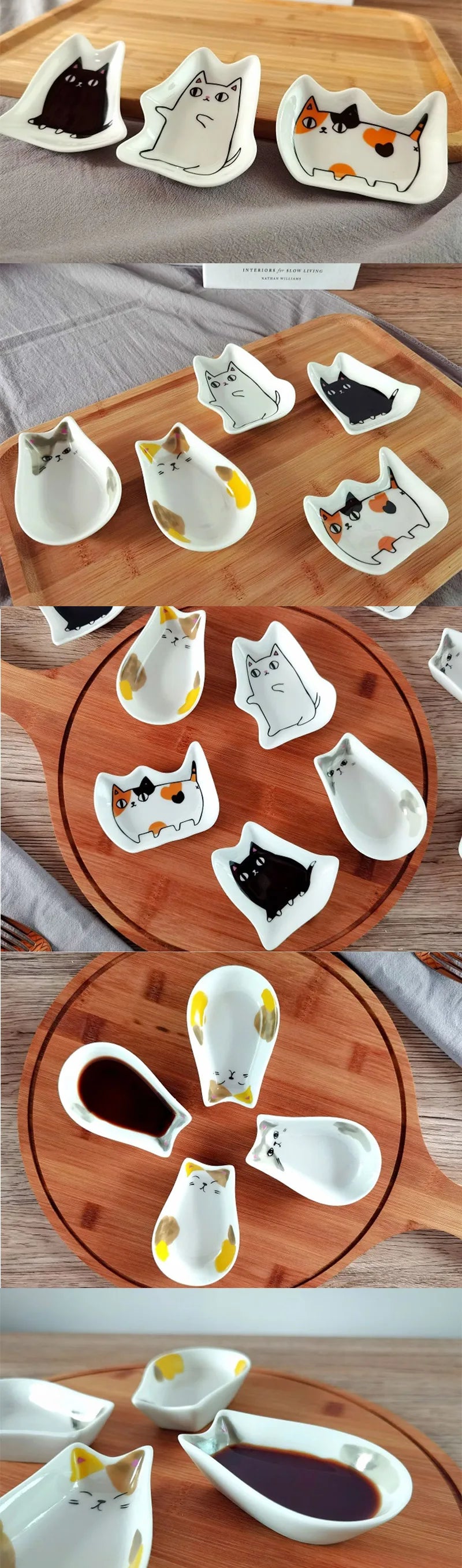 Ceramic Seasoning Dish Create Meaning Dish Japanese Cartoon Cute Cat Sauce Vinegar Dish Decoration Piece Wasabi Soy Sauce Dish