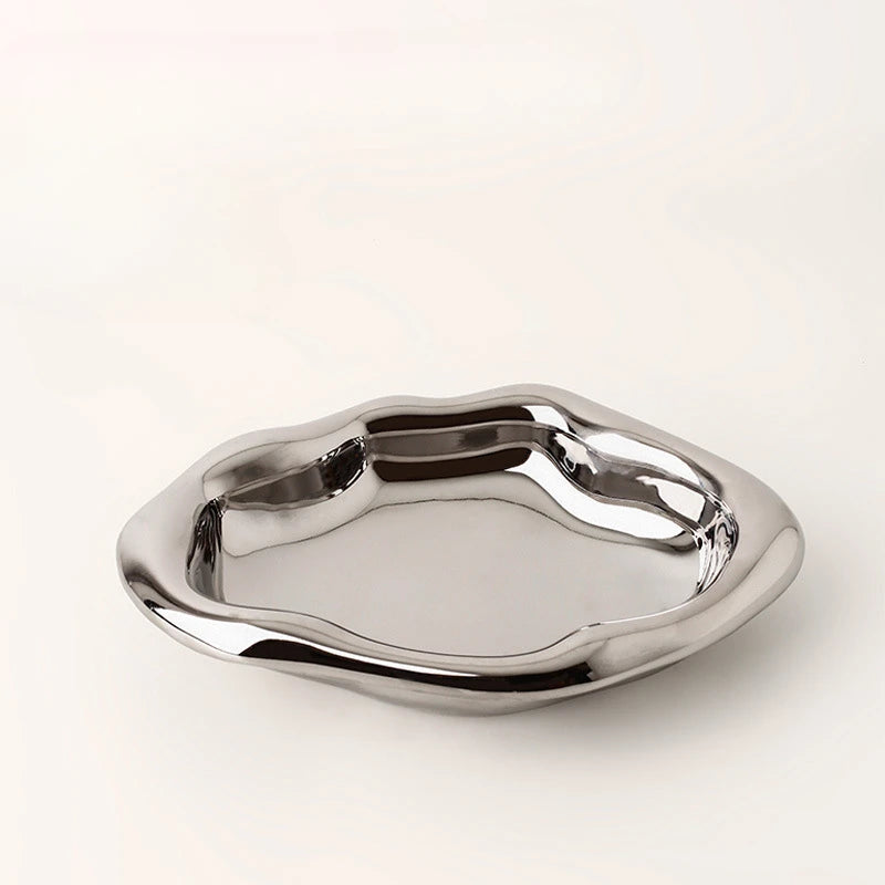 Creative Home Light Luxury Decoration Tray Ceramic Storage Tray Fruit Snack Tray Coffee Table Jewelry Tray Ins Decoration