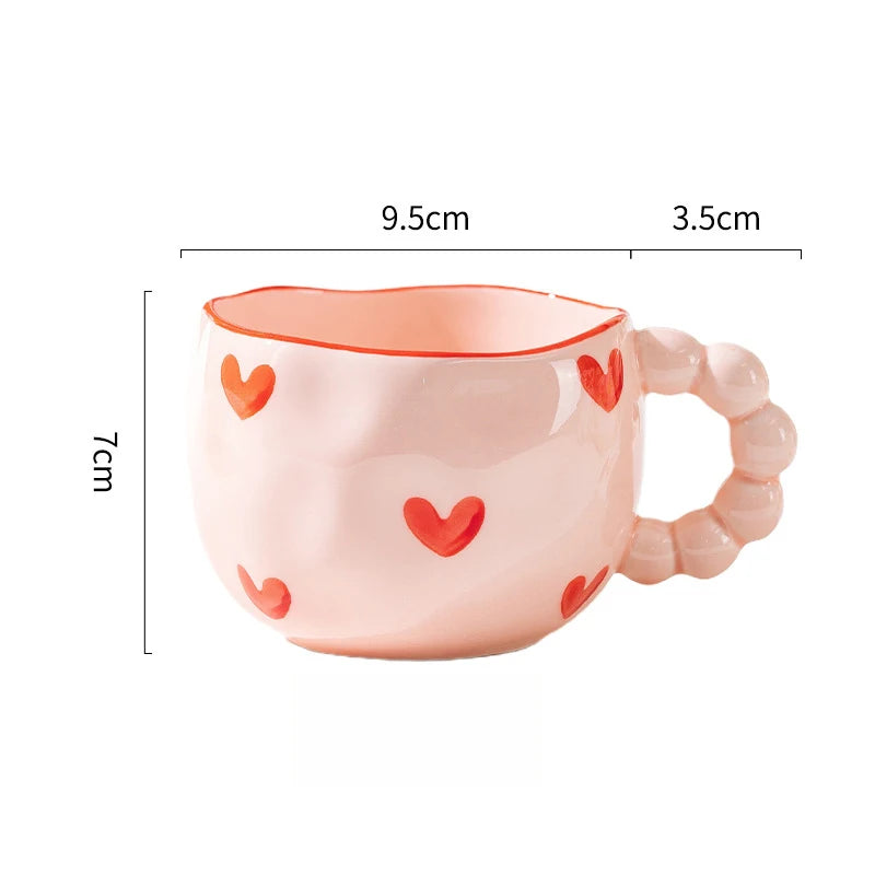 Cute Ceramic Mugs Cloud Heart Pattern Coffee Cups Flower Milk Tea Cup 250ML Drinkware Kitchen