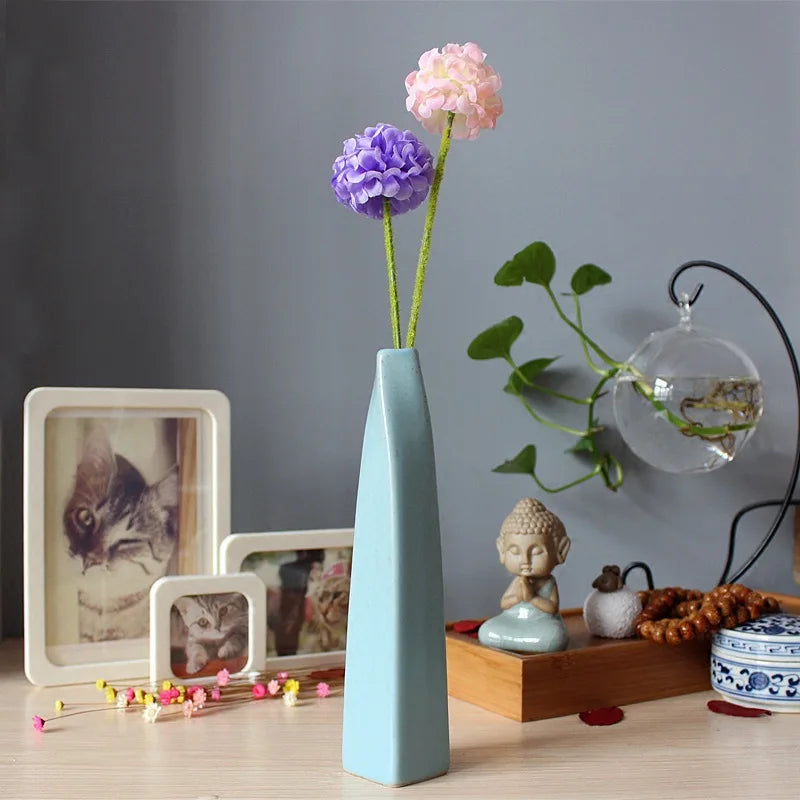 Macaron Ceramic Flower Vase Ins Plant Bottle Porcelain Bottles Bedroom Tabletop Decor Ornament Office Living Room Vase Ornament
