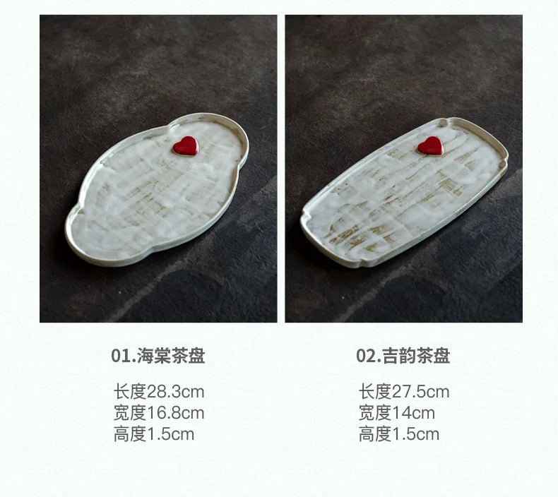 Creative Dry Brew Tray Ceramic Tea Tray Powder Introduction Oval Retro Home Use
