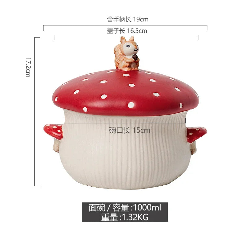 Cute Red Mushroom Ceramic Tableware Coffee Cup Afternoon Tea Set Creative Cartoon Pastry Plate Rice Bowl Salad Plate Dinner Dish