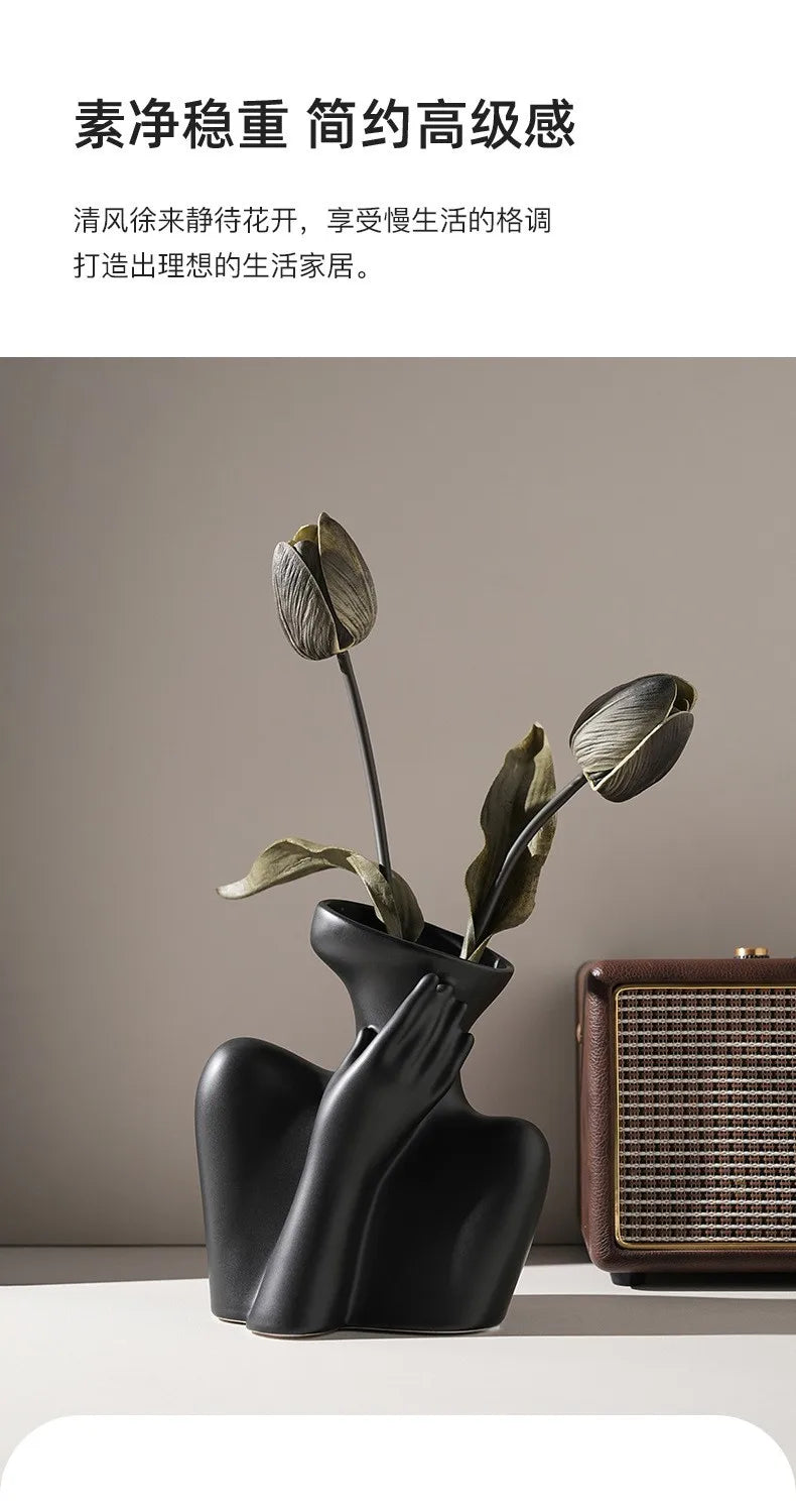 New Creative Human Vase Living Room Flower Arrangement Container Ceramic  Flower Pot Decoration Home Decoration Accessories