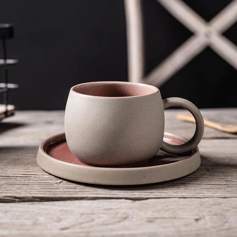 Ceramic Mug set In Japanese Retro Style Minimalist Afternoon Tea Cup Coffee Cup Dessert Mug Valentine's Day Gift cup
