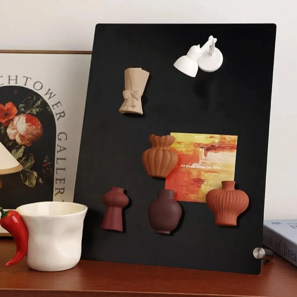 Ceramic Vases Refrigerator Stickers Decorative Exquisite Magnetic Sticker Mini Stylish Simulation Flower Vase Living Room