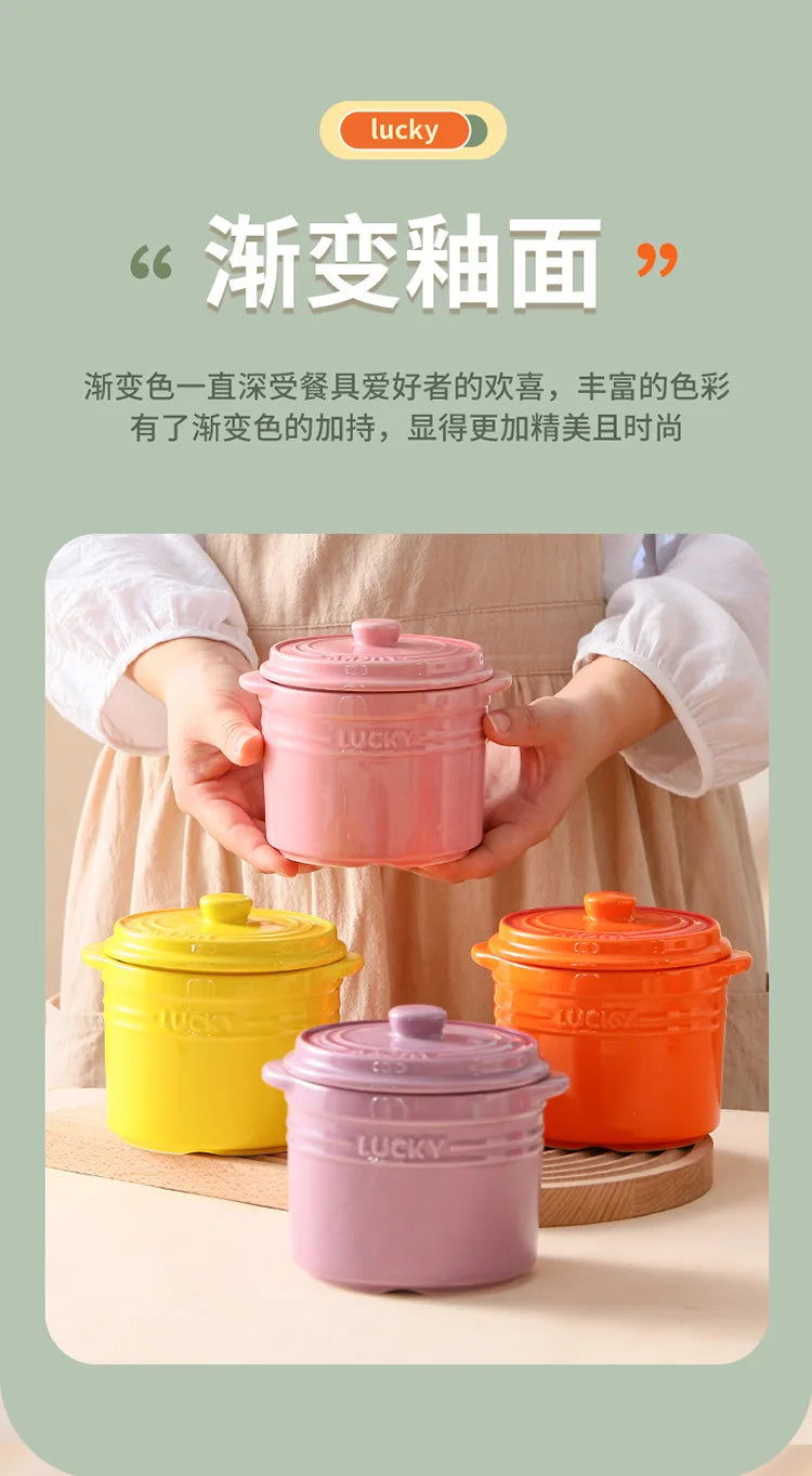 Double Lid Ceramic Bowl,Bird's Nest Steamed Egg Bowl Dessert Cup Stockpot for Boiling, Simmer Cooking Pot Kitchen Cooking Tools