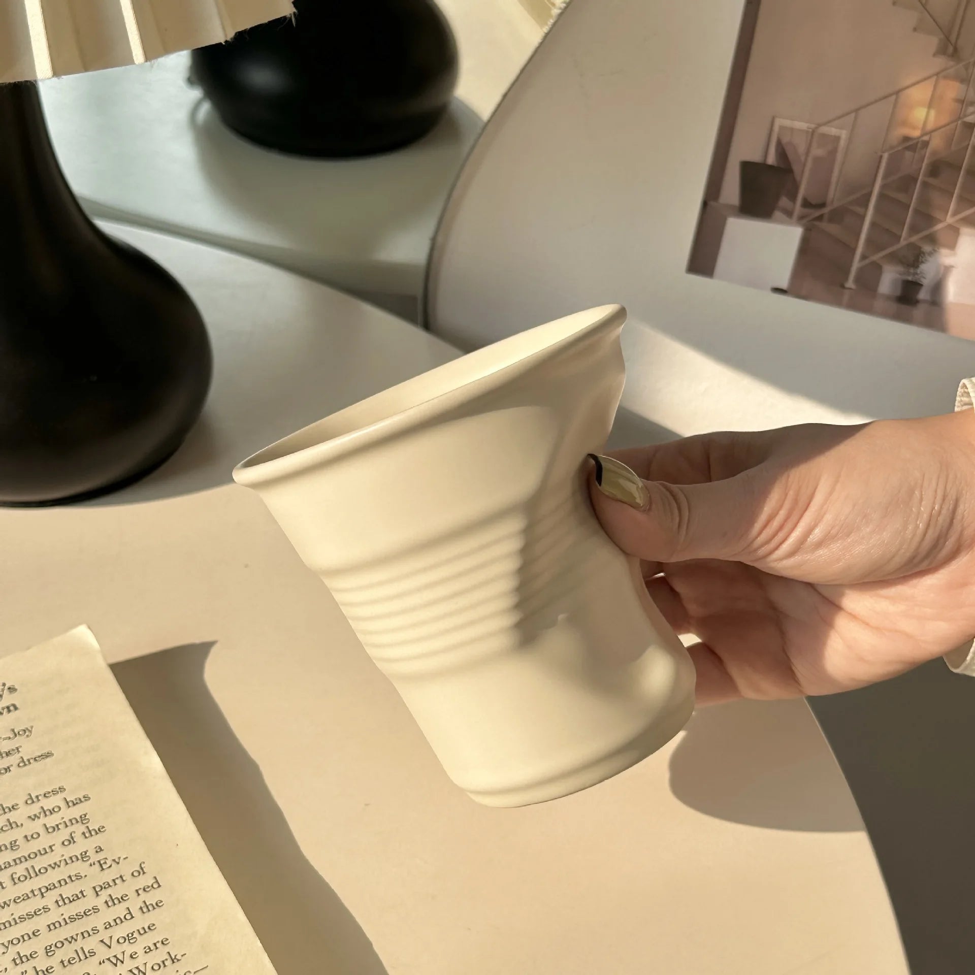 Ceramic Irregular Coffee Cup，200/400ml Pure Color Coffee Mug  Milk Mug Tea Drinks Water Cup，Home Office Tumbler Mugs