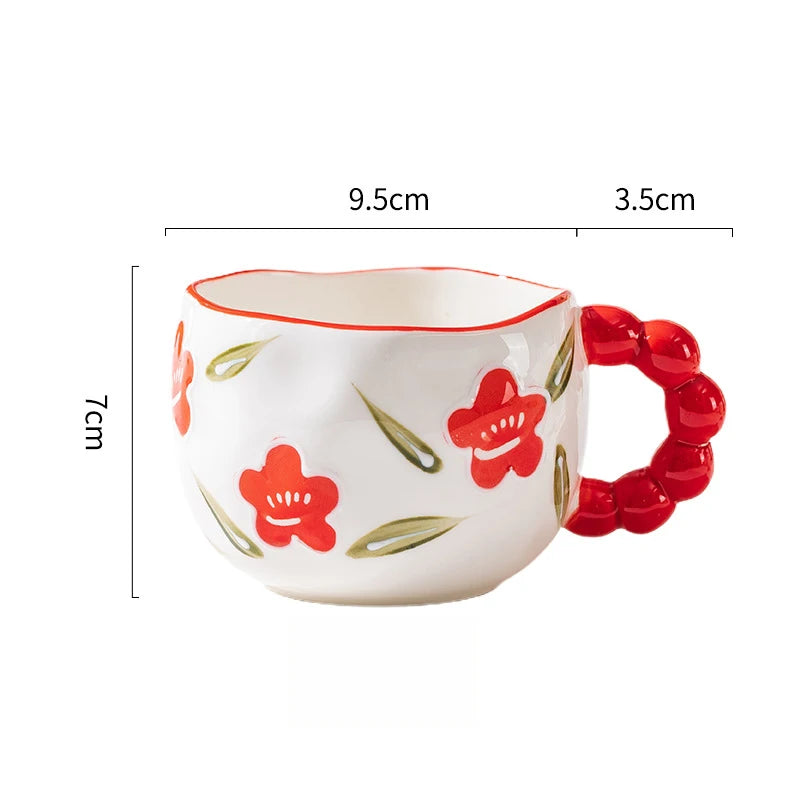 Cute Ceramic Mugs Cloud Heart Pattern Coffee Cups Flower Milk Tea Cup 250ML Drinkware Kitchen