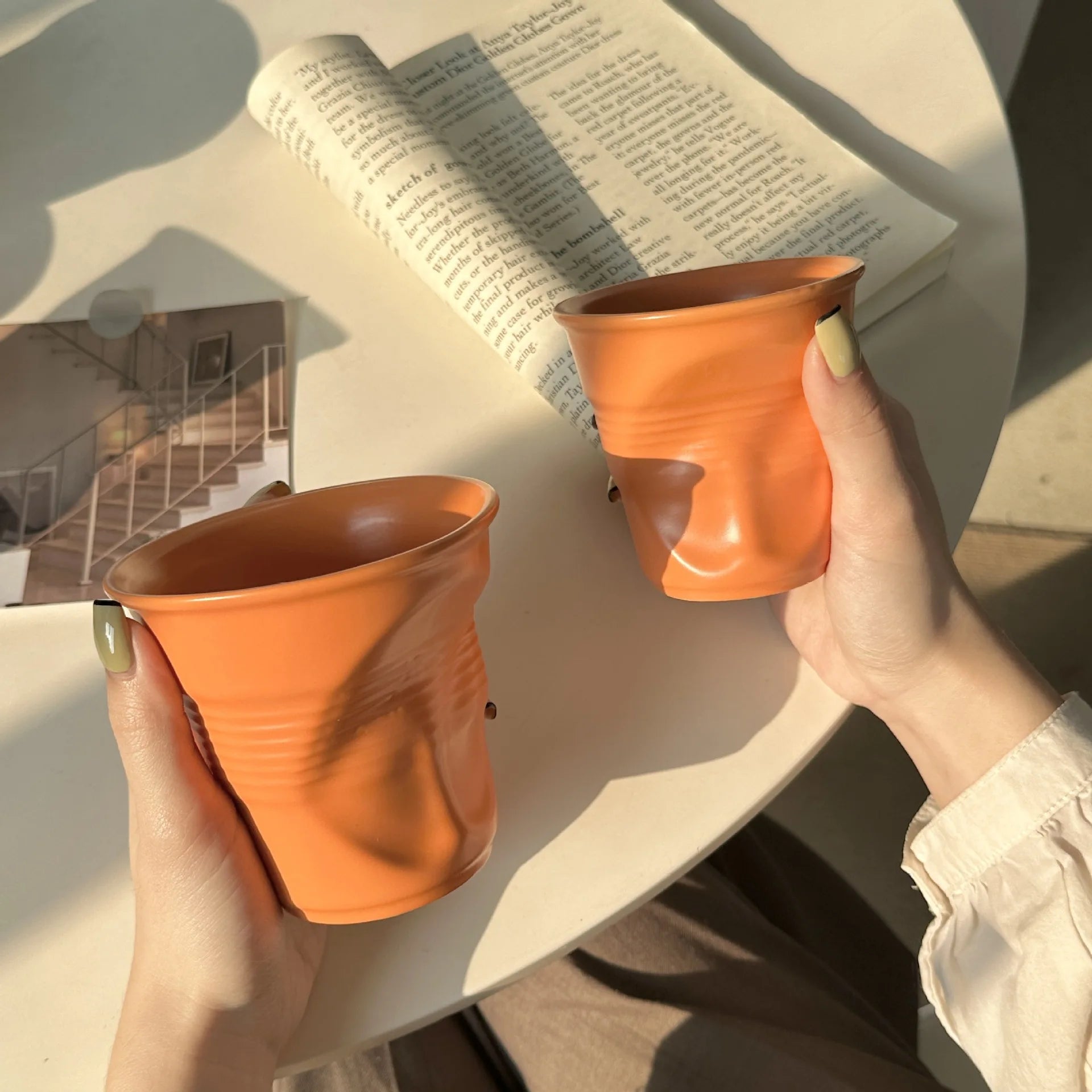 Ceramic Irregular Coffee Cup，200/400ml Pure Color Coffee Mug  Milk Mug Tea Drinks Water Cup，Home Office Tumbler Mugs