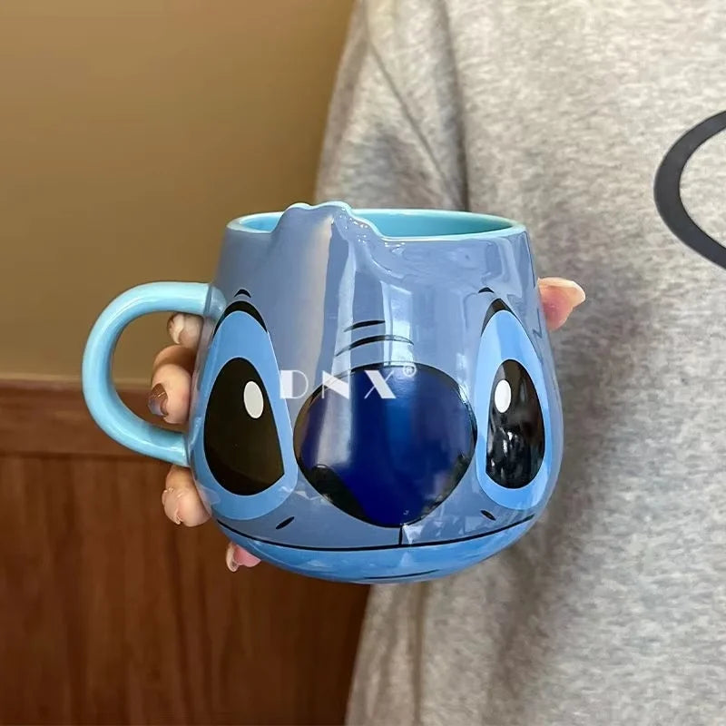 Disney Stitch New Cute Girl High Beauty Fashion Cartoon Creative Pattern Couple Milk Coffee Ceramic Mug Home Dormitory Gift Cup