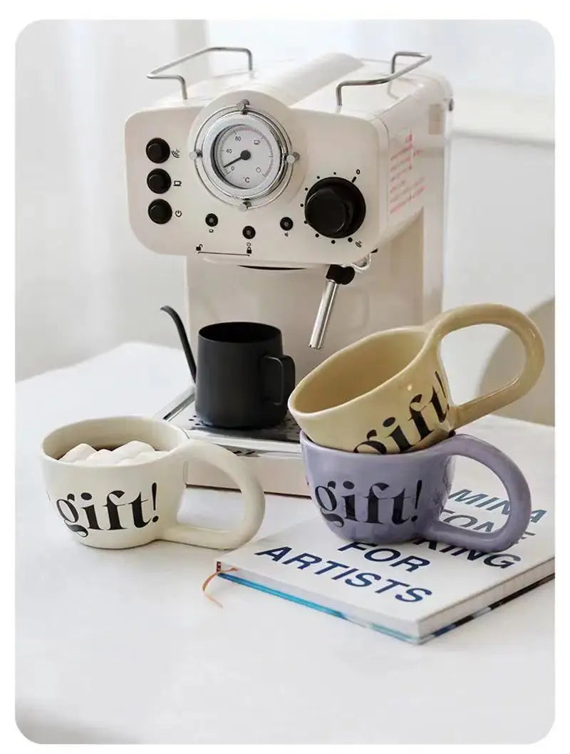 350ml Large Capacity Ceramic Mug Hand Pinched Big Ears Home High Value Water Cup Milk Coffee Cup Couple Pair Gift Cup