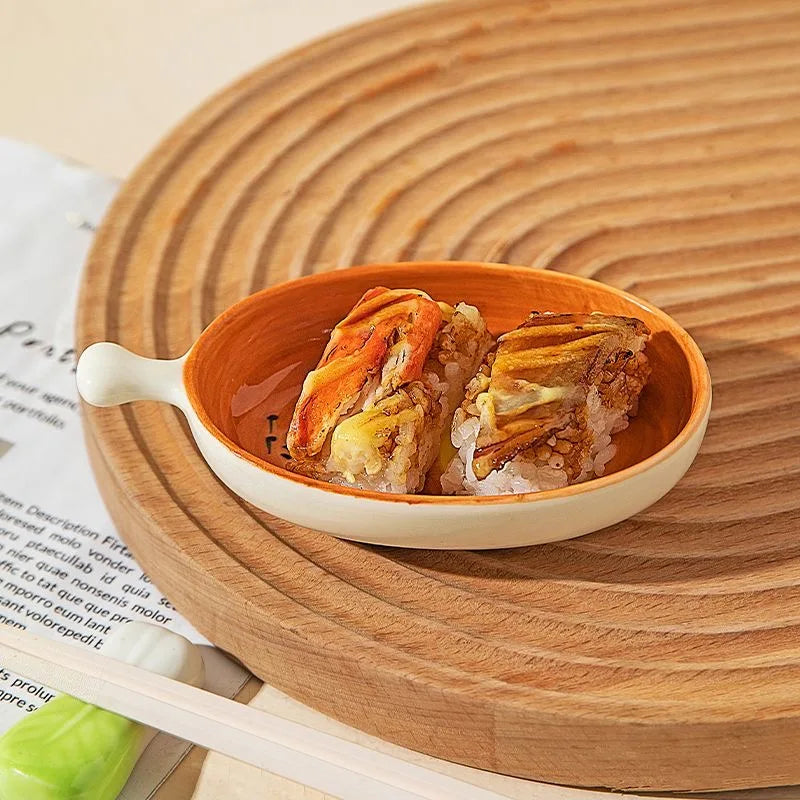 Ceramic bread plate cute croissant pattern dessert plate home creative plate