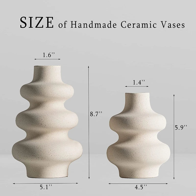Nordic Style Ceramic Vase Modern White Dried Flower Vases Boho Home Decor Wedding Decoration Accessories Desktop Art Decorations