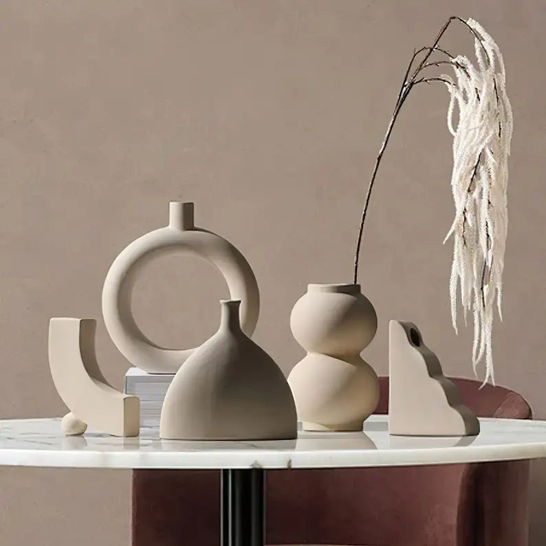Modern Simple Ceramic Art Vase Dried Flowers Flower Arrangement Ornaments Living Room TV Cabinet Bedroom Desktop Home Decoration