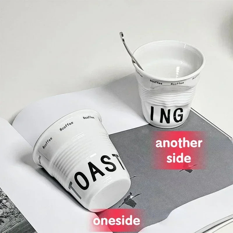 Ins Style Irregular Ceramic Mug Hand-pinch Coffee Cup Mugs Funny Glass Drinking Glasses Kawaii Cup Dessert Plate Mugs Coffee Cup