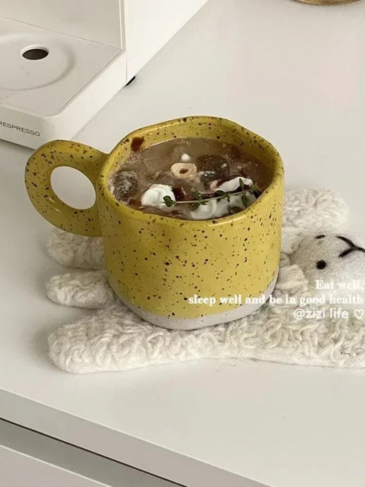 Ceramic Mug 250ml Ring Handl Coffee Milk Modern Print Porcelain Mug Handmade Ceramic Hot Chocolate Cup Couple Handgrip Cups