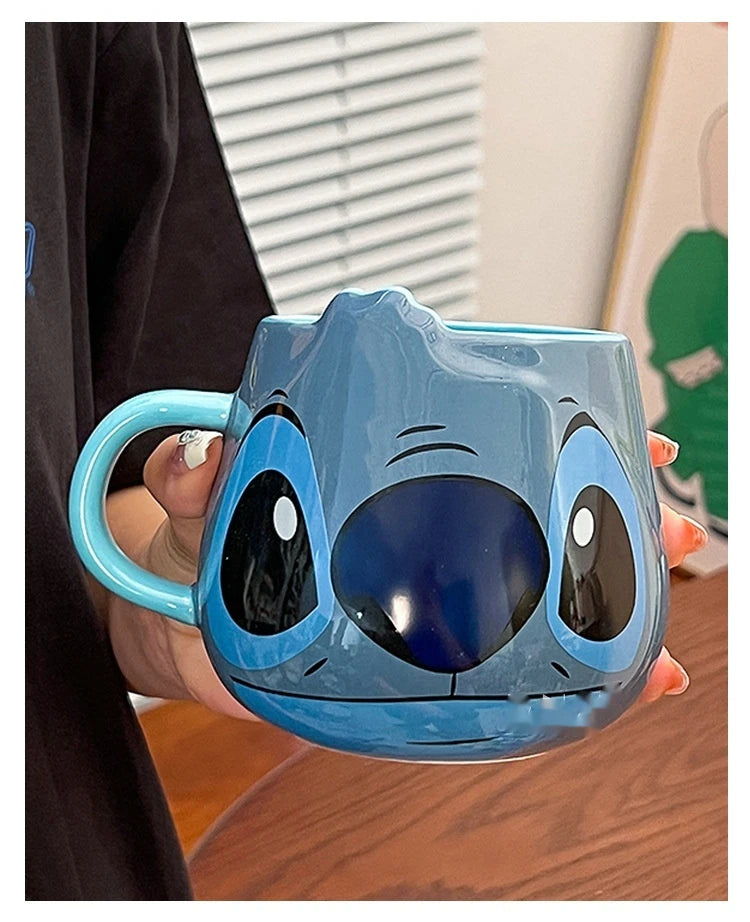 Disney Stitch New Cute Girl High Beauty Fashion Cartoon Creative Pattern Couple Milk Coffee Ceramic Mug Home Dormitory Gift Cup
