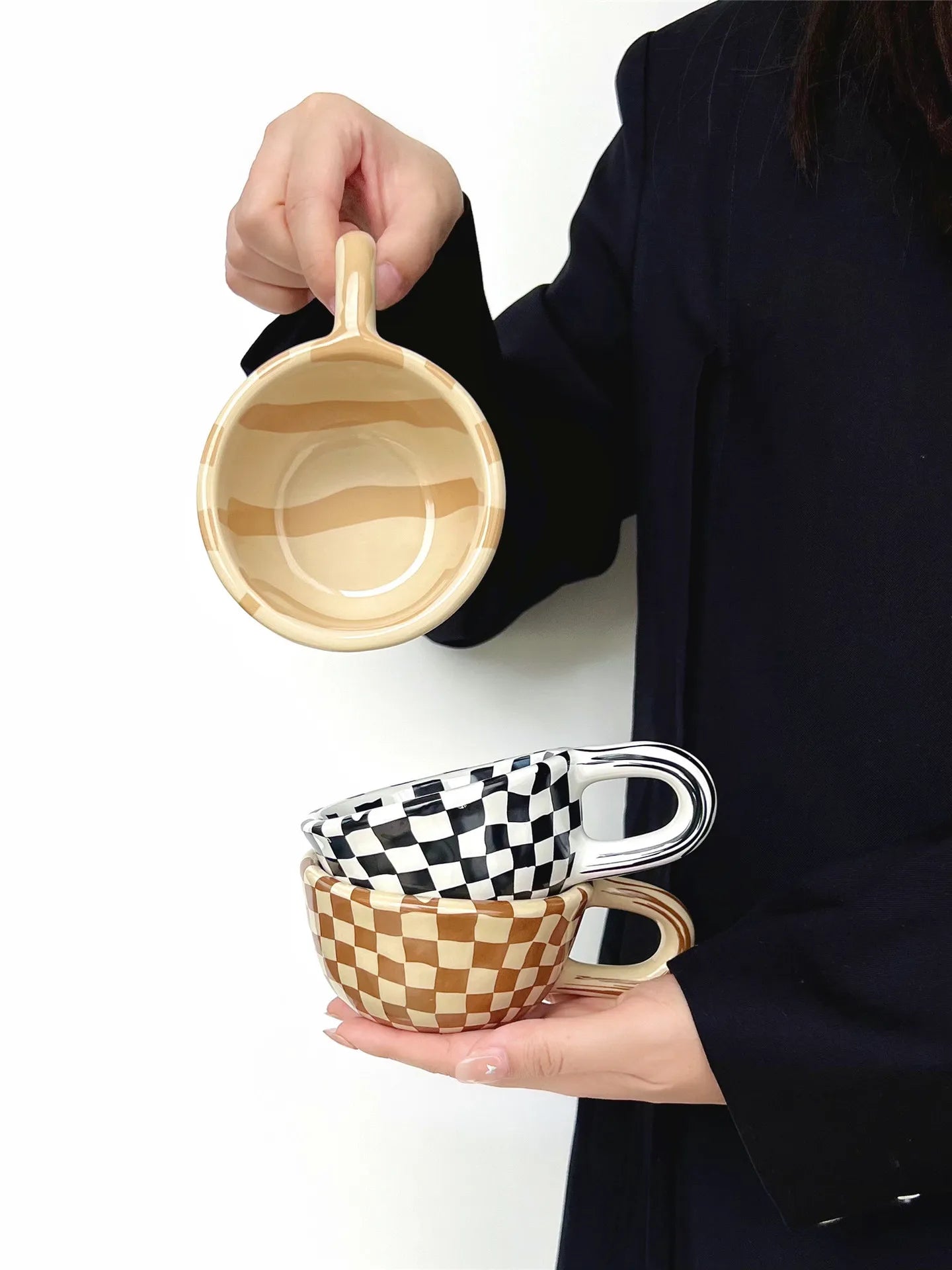 1pc Ceramic Mugs Coffee Cups Irregular Flower Milk Tea Cup ins korean style Oatmeal Breakfast Mug Drinkware Kitchen