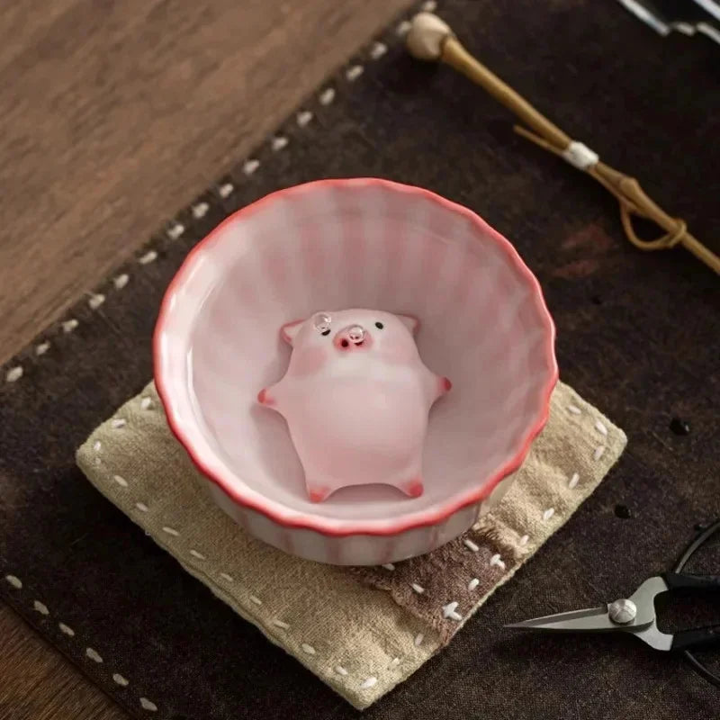 Creative Pig Inside Ceramic Teacup, Funny Bubble Spitting Pig Design, Espresso Coffee Water Mug, Cute Novelty Gift
