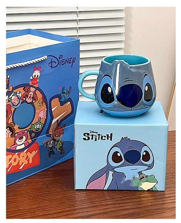 Disney Stitch New Cute Girl High Beauty Fashion Cartoon Creative Pattern Couple Milk Coffee Ceramic Mug Home Dormitory Gift Cup