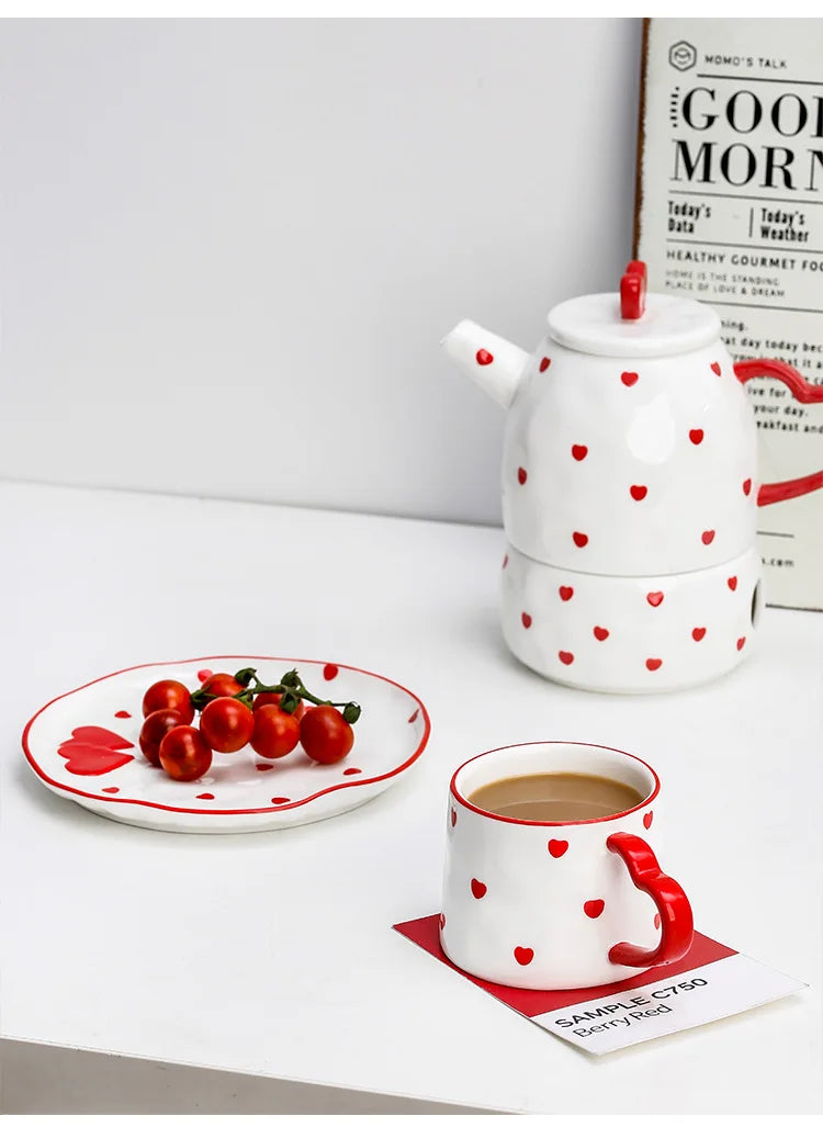 European Ceramic Coffee Cup Pot with Set Vintage English Afternoon Tea Large Teacups Coffe Cup Tea Cup