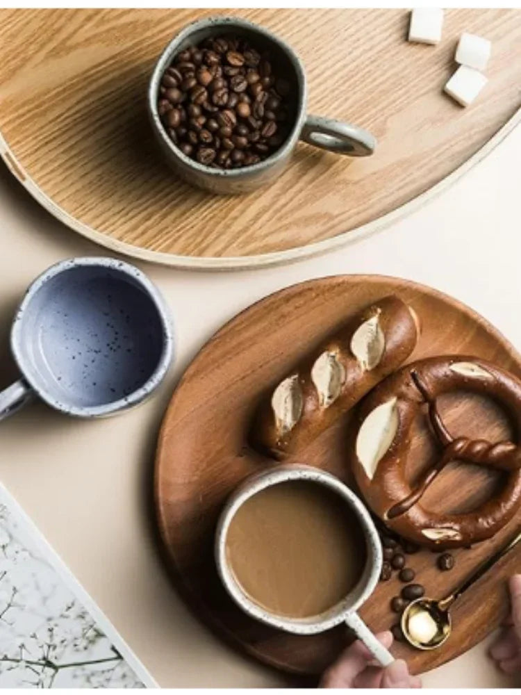 Ceramic Mug 250ml Ring Handl Coffee Milk Modern Print Porcelain Mug Handmade Ceramic Hot Chocolate Cup Couple Handgrip Cups