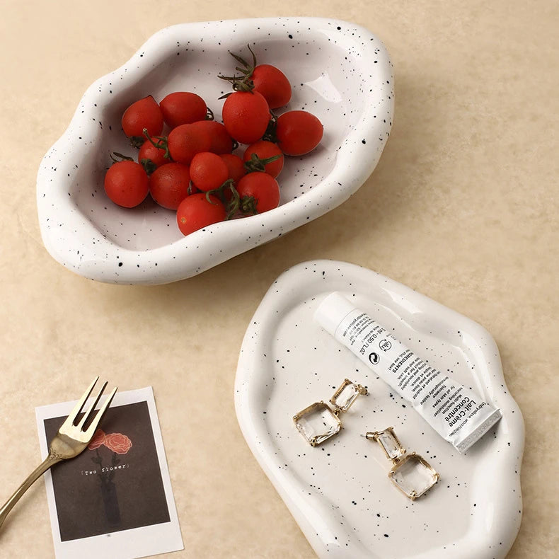 Creative Home Light Luxury Decoration Tray Ceramic Storage Tray Fruit Snack Tray Coffee Table Jewelry Tray Ins Decoration