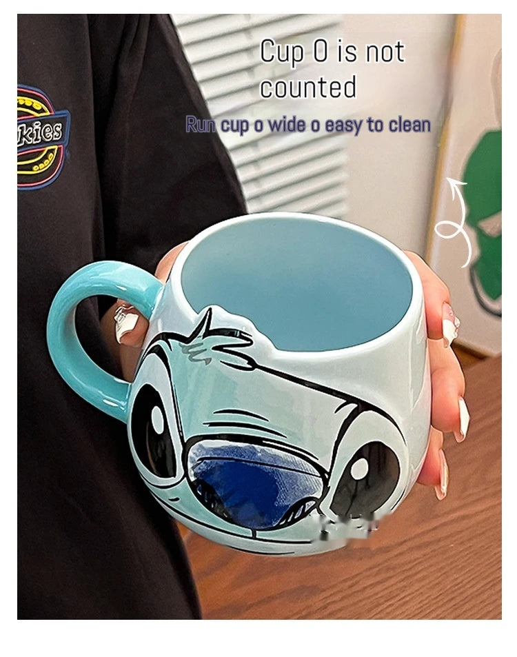 Disney Stitch New Cute Girl High Beauty Fashion Cartoon Creative Pattern Couple Milk Coffee Ceramic Mug Home Dormitory Gift Cup