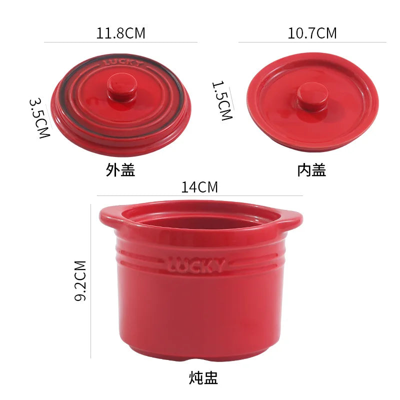 Double Lid Ceramic Bowl,Bird's Nest Steamed Egg Bowl Dessert Cup Stockpot for Boiling, Simmer Cooking Pot Kitchen Cooking Tools